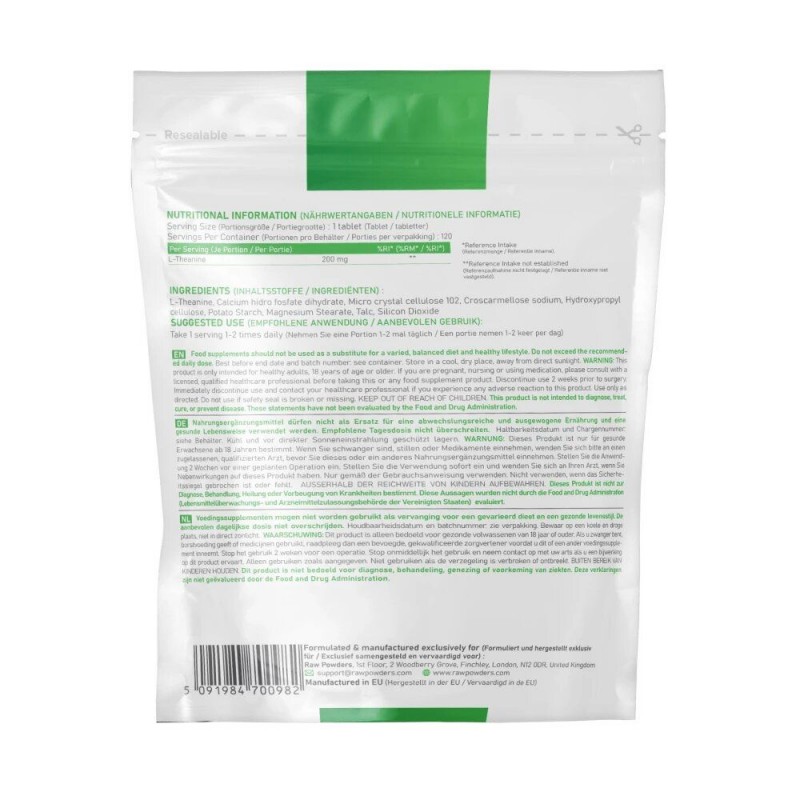 L-Teanina 200 mg 120 Tablete, Raw Powders - 1 | YEO