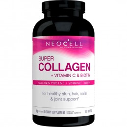 Super Collagen + Vitamina C cu Biotina, 360 Tablete, Ajuta la incetinirea procesului de imbatranire, sustine vitalitatea Benefic