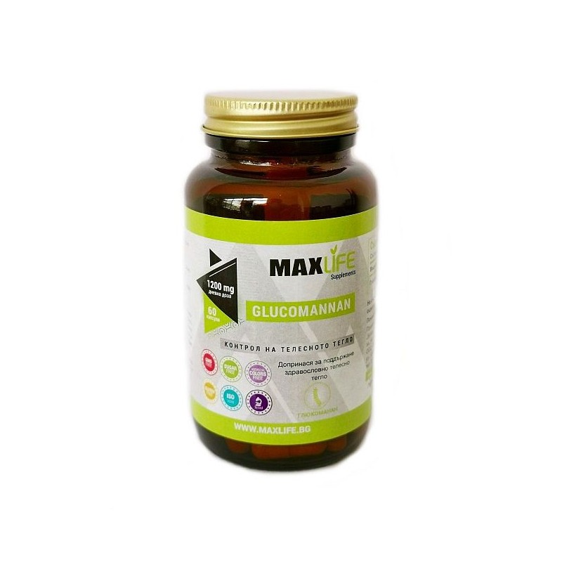 MAXLife GLUCOMANNAN (Konjac) 600mg (1200mg per doza) 60 Capsule Beneficii GLUCOMANNAN: inhiba pofta de mancare exagerata si senz