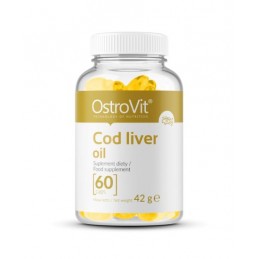 OstroVit Ulei de ficat de cod 500 mg 60 Capsule Beneficii Ulei de ficat de cod: susține buna funcționare a sistemului cardiovasc