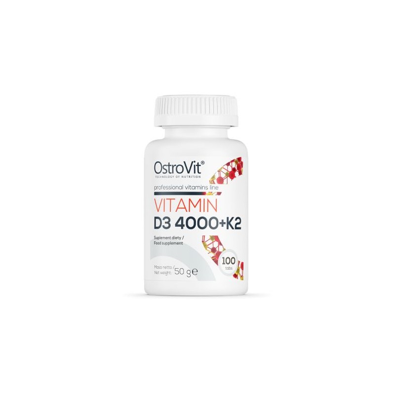 OstroVit Vitamina D3 4000 + K2 100 Tablete BENEFICII VITAMINA D3 + K2: creste mineralizarea oaselor si a dintilor, ajuta la abso