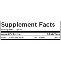 Swanson Niacinamide - Vitamina B3 500 mg 250 capsule Beneficii Niacinamide- metabolizarea normala a energiei, contribuie la redu