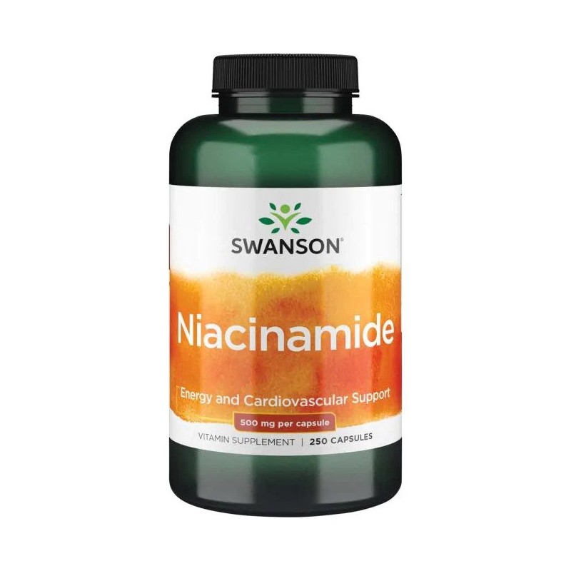 Swanson Niacinamide - Vitamina B3 500 mg 250 capsule Beneficii Niacinamide- metabolizarea normala a energiei, contribuie la redu