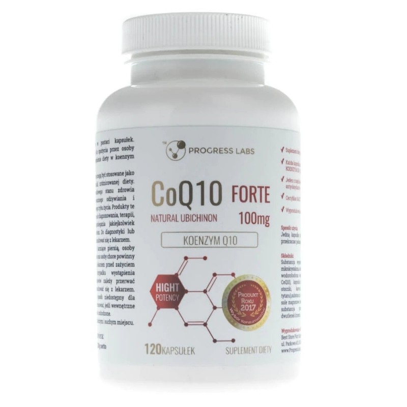Progress Labs Coenzyma Q10 Forte 100mg 120 capsule (Antioxidant natural) Beneficii Coenzyma Q10 Forte: Coenzyme Q10 Forte de la 