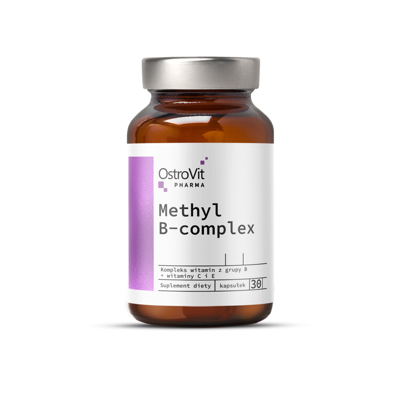 Complex din cele mai bine absorbite forme de vitamine B, Pharma Methyl B-Complex, 30 Capsule Beneficii OstroVit Pharma Methyl B-