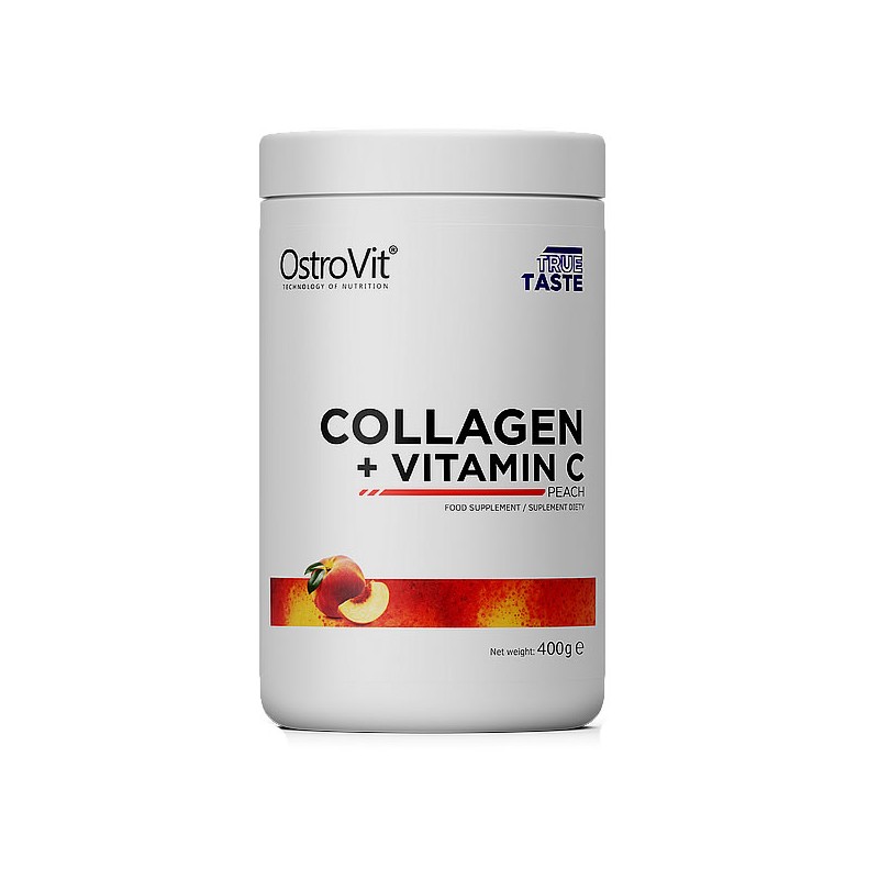 OstroVit Colagen Hidrolizat + Vitamina C, pulbere, piersici, 400 grame (Anti Riduri si dureri articulare) Beneficii Colagen + Vi