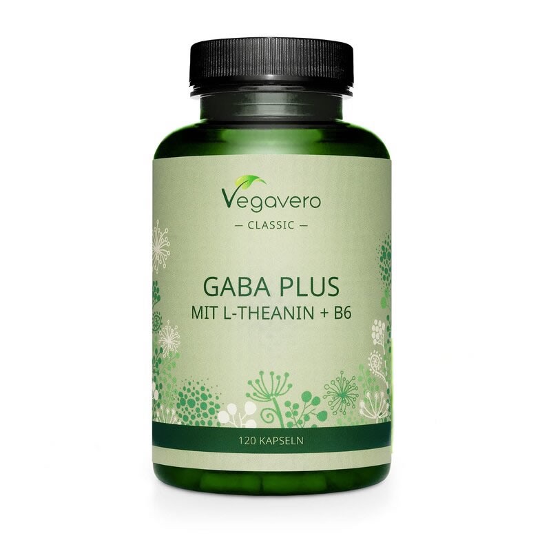 Vegavero GABA PLUS, 120 de capsule, (Ceai verde+L-Theanina+B6)