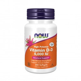 Vitamina D3 5000 UI 240 Capsule, Now Foods Beneficii Vitamina D3: contribuie la buna functionare a tiroidei, paratiroidei si hip