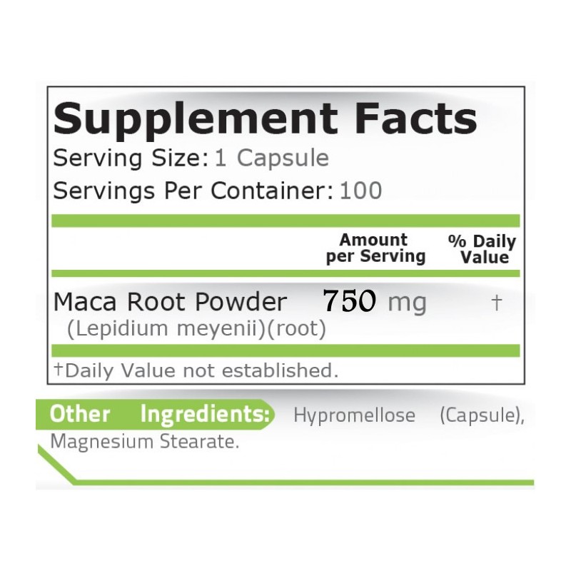 Pure Nutrition USA Maca 750 mg 100 Capsule (Afrodisiac, libidou, menopauza) - 1 | YEO