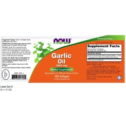 Now Foods Ulei de usturoi (Garlic oil) 1500 mg 100 Capsule (Regleaza tensiunea, scade colesterolul) Beneficiile uleiului de ustu
