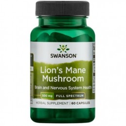 Supliment alimentar Lion’s Mane, Ciuperca Coama Leului, 500 mg, 60 capsule, Swanson Beneficii Coama leului- nootropic, bun antio