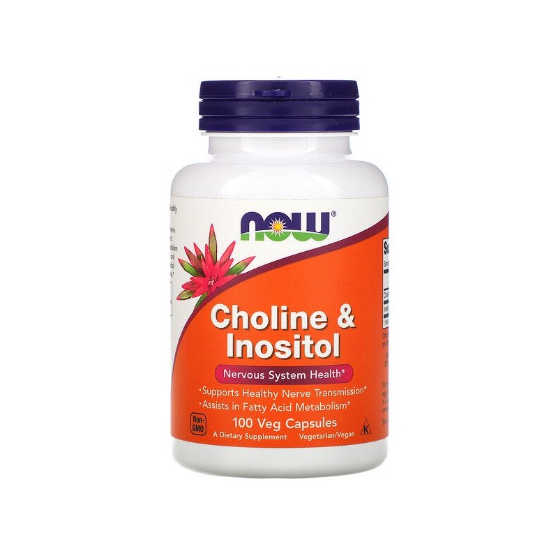 Now Foods Colina & Inozitol 500 mg, 100 Capsule (In caz de diabet, protectie ficat)