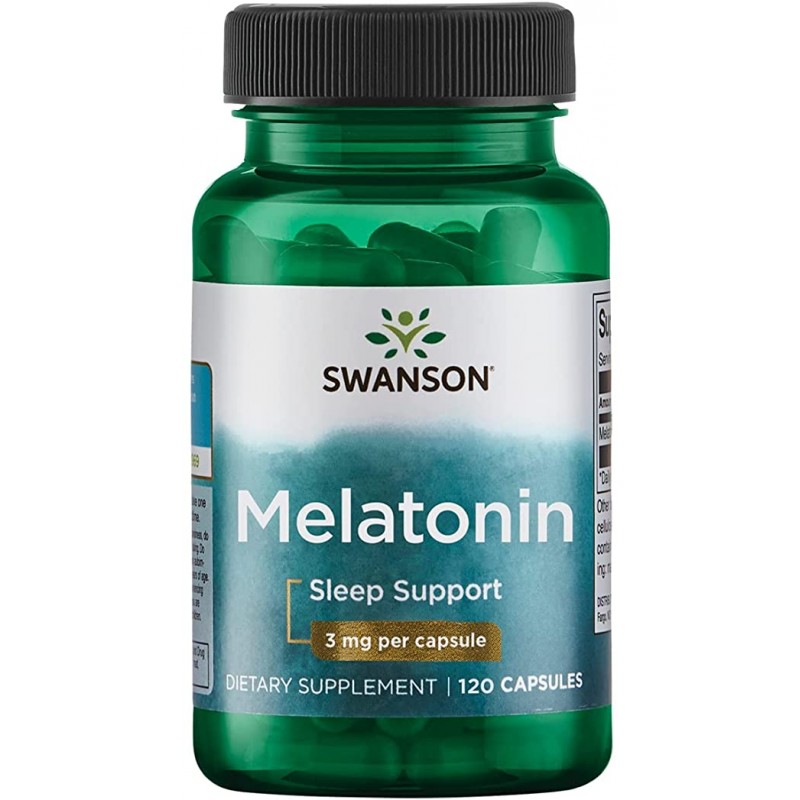 Swanson Melatonină 3 mg, 120 Capsule (migrene, insomnie, stres) Beneficii Melatonina- imbunatateste calitatea somnului, ajuta in