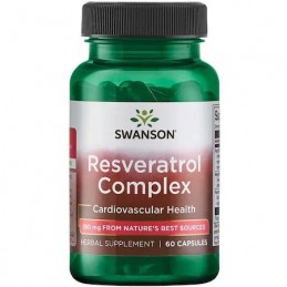Supliment alimentar Resveratrol Complex 60 Capsule, Swanson Beneficii Resveratrol- reducerea tensiunii arteriale, scăderea nivel