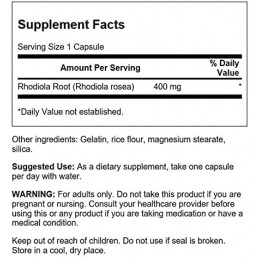 Rhodiola Rosea radacina 400 mg 100 Capsule, Swanson Beneficii Rhodiola Rosea- poate ajuta la reducerea stresului, poate ajuta la