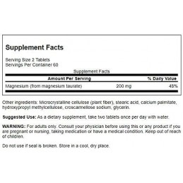Swanson Magnesium Taurate (taurat de magneziu), 100mg - 120 Tablete Beneficii taurat de magneziu- ajuta la scaderea tensiunii ar