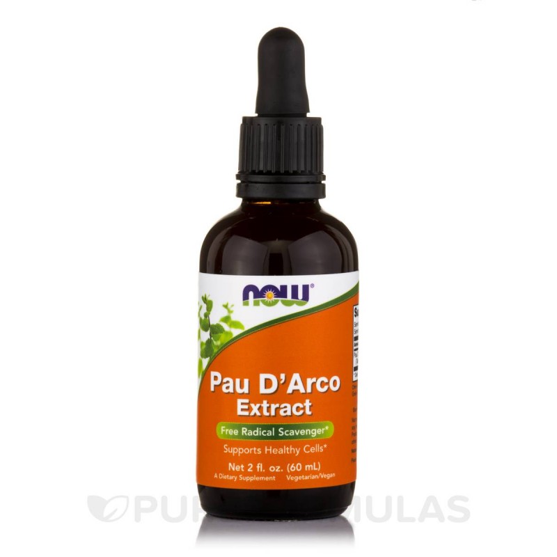 NOW Foods Pau D'Arco Extract lichid picaturi - 60 ml Beneficii Pau D’Arco- sprijina minimizarea Candidei, antiinflamator, antiox