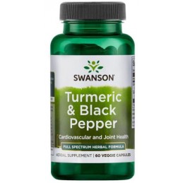Swanson Turmeric & Black Pepper (Turmeric & Piper negru) - 60 Capsule Beneficii ale turmericului si piperului negru: absorbtie m