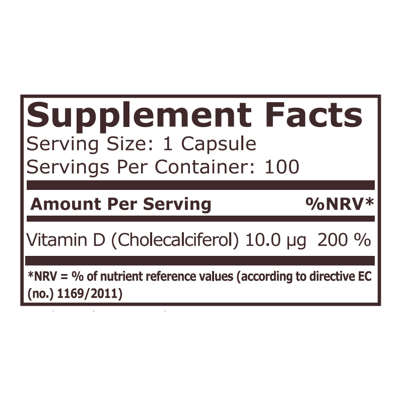 Vitamina D3 400 ui 100 Capsule, Pure Nutrition USA - 1 | YEO