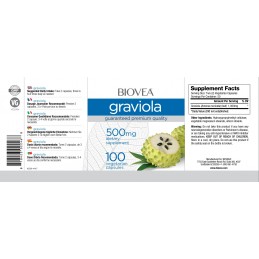 Biovea Graviola 500 Mg 100 Capsule Beneficii Graviola: sprijina functia imuna, cresterea si functionarea celulelor sanatoase, ar