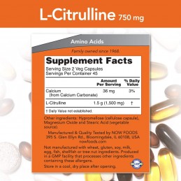 Now Foods L-Citrulline 750 mg - 90 Capsule Beneficiile Citrulinei: poate imbunatati performanta atletica, imbunatateste sanatate