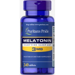 Mela'tonină 3 mg - 240 Tablete, Puritan's Pride Beneficii Melatonina: imbunatateste calitatea somnului, ajuta in scaderea tensiu