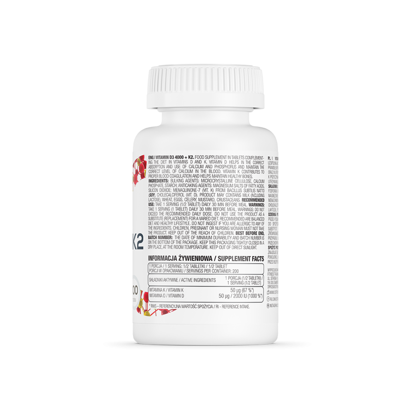 Vitamin D3 4000 + K2, 100 Tablete - 1 | YEO