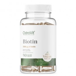 Biotina 2500 mcg 90 Capsule, OstroVit Beneficii Biotina: importanta pentru par, piele si sanatatea unghiilor, nutrient esential 