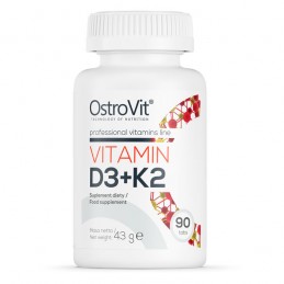 Vitamina D3 2.000 UI + Vitamina K2 100 mcg, 90 Pastile- Creste mineralizarea oaselor și a dinților BENEFICII VITAMINA D3 + K2: c
