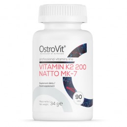 Vitamin K2 200 mg Natto MK-7 90 Tablete, OstroVit Vitamine K2 beneficii: formula pura de vitamina K, Vitamina activa K2, obtinut