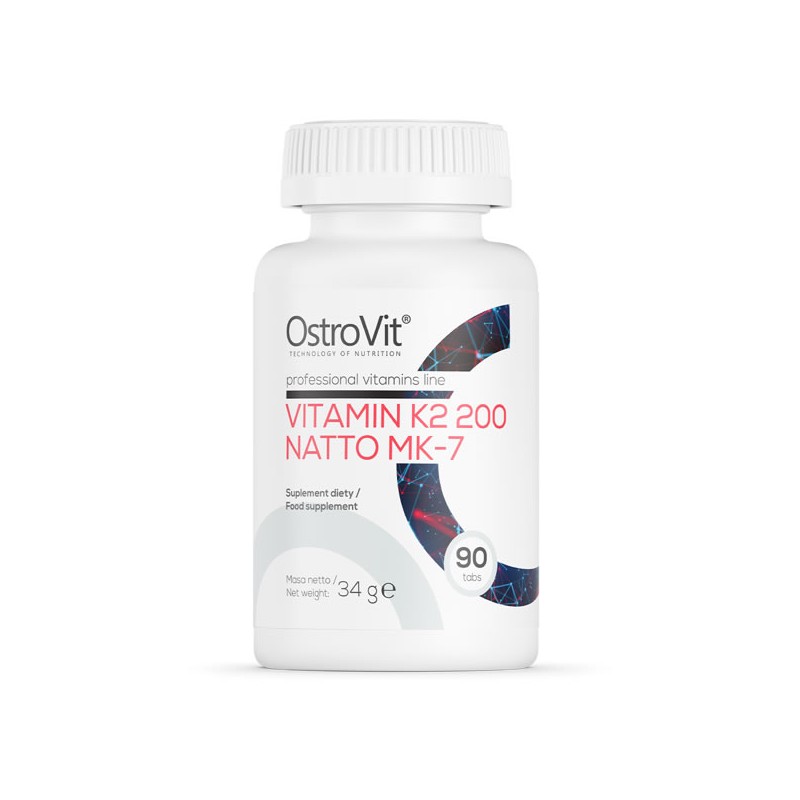 Vitamin K2 200 mg Natto MK-7 90 Tablete, OstroVit Vitamine K2 beneficii: formula pura de vitamina K, Vitamina activa K2, obtinut