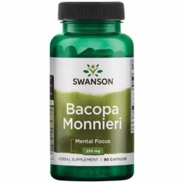 Bacopa Monnieri, 250mg 90 Capsule- Contine antioxidanti puternici, poate reduce inflamatia, poate stimula functia creierului Ben
