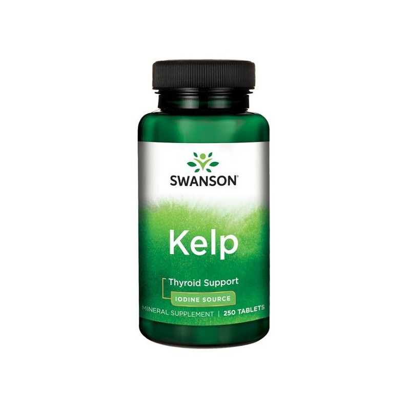 Swanson Kelp Iodine Source 250 Tablete – Alge de Mare pentru Tiroida Beneficii Kelp (alge de mare): supliment alimentar usor de 