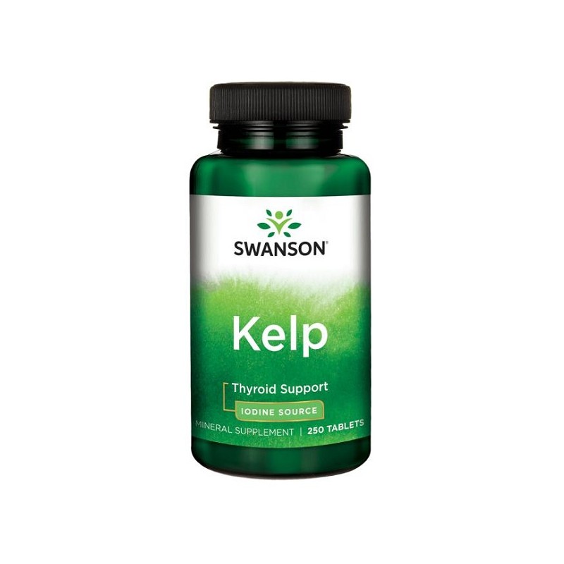 Swanson Kelp Iodine Source (Alge de mare) - 250 Tablete Beneficii Kelp (alge de mare)- supliment alimentar usor de administrat, 