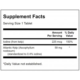 Swanson Kelp Iodine Source 250 Tablete – Alge de Mare pentru Tiroida Beneficii Kelp (alge de mare): supliment alimentar usor de 