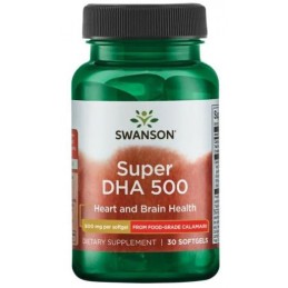 Swanson Super DHA 500 from Food-Grade Calamari - 30 Capsule Beneficii DHA- iti protejeaza inima, imbunatateste simptomele adhd, 