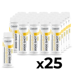 Vitamin C 2000 Shot, 25x100ml- Suport natural pentru sistemul imunitar, compus chimic organic din grupul poliolilor, antioxidant