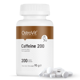 OstroVit Caffeine 200 mg - 200 Tablete Beneficii Cofeina -ajuta la accelerarea metabolismului, stimuleaza, adauga energie, sprij