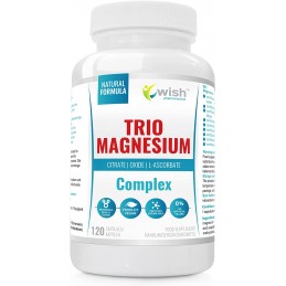 Wish Trio Magnesium Complex 400mg - 120 Capsule Beneficii magneziu- ajuta la scaderea tensiunii arteriale, protejeaza sistemul n