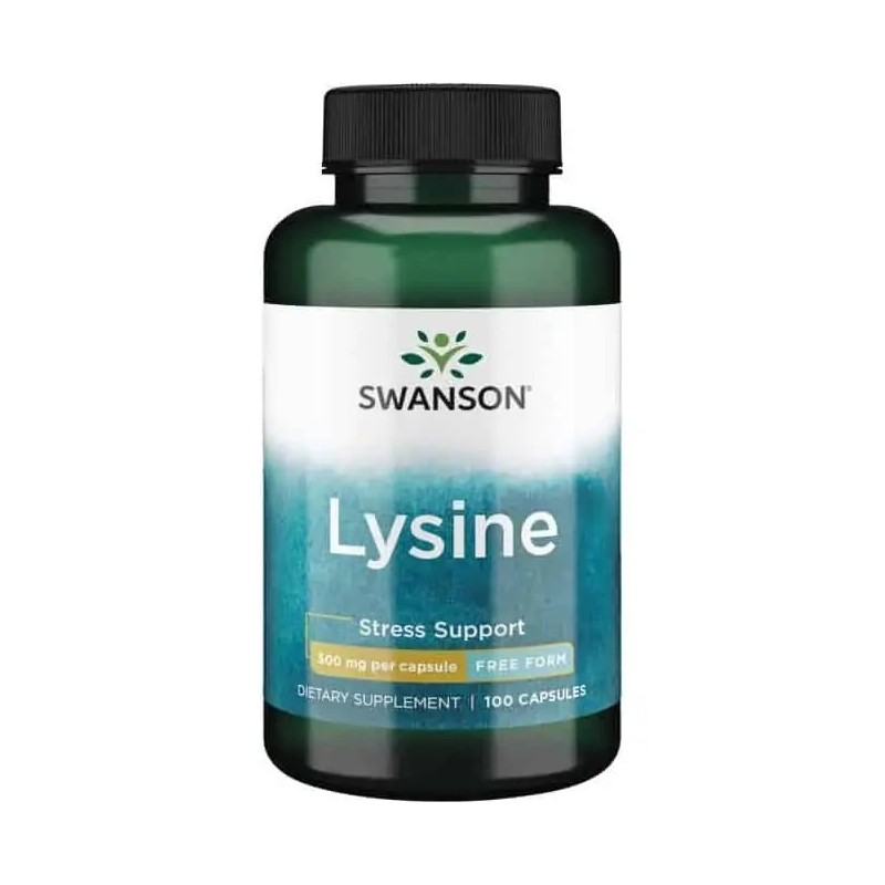 Swanson L-Lysine 500 mg 100 Capsule – Aminoacid pentru Imunitate si Piele Beneficii L-Lizina: ajuta la producerea de enzime, hor