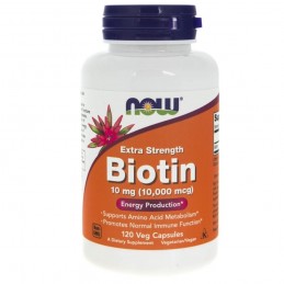 NOW Foods Biotin - 10mg Extra Strength - 120 Capsule Beneficii Biotina: importanta pentru par, piele si sanatatea unghiilor, nut