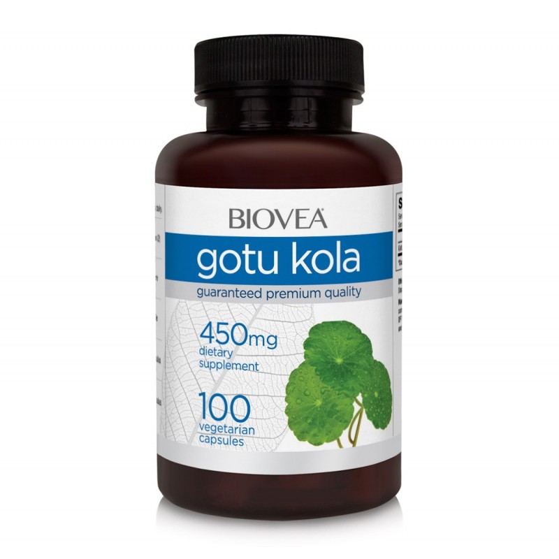 GOTU KOLA, 450mg 100 Capsule, Scade anxietatea, ajuta la ameliorarea ranilor, protejeaza sistemul nervos Beneficii Gotu Kola: o 
