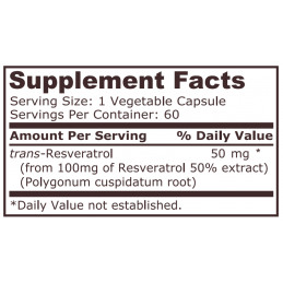 Sustine sanatatea celulelor si tesuturilor, promoveaza o mai buna circulatie, Pure Nutrition Resveratrol - 60 Capsule Beneficiil