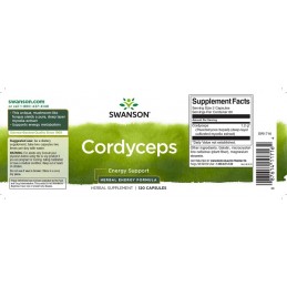 Swanson Cordyceps 600 mg 120 Capsule BENEFICII CORDYCEPS: imbunătățește energia, imbunătățește sănătatea inimii, echilibrează ni