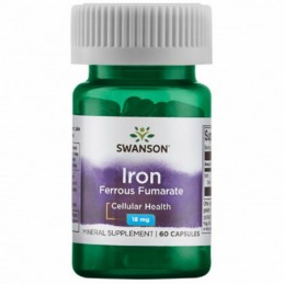 Swanson IRON (Fier) 18 mg - 60 Capsule Beneficiile fierului: are concentratie mare pentru sustinere energetica, joaca un rol vit