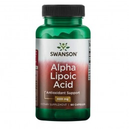 Alfa Lipoic Acid 600 mg 60 Capsule, Swanson Beneficii acid alfa-lipoic: Are proprietati antioxidante puternice, minimizeaza efec