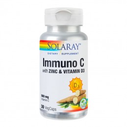 Contribuie la functionarea normala a sistemului imunitar prin asocierea de vitamina C, Zinc si Vitamina D3 Immuno C, 30 Capsule 