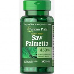 Supliment alimentar Saw Palmetto 450mg - 100 Capsule, PURITAN'S PRIDE Beneficii Saw Palmetto- poate sustine sanatatea prostatei,