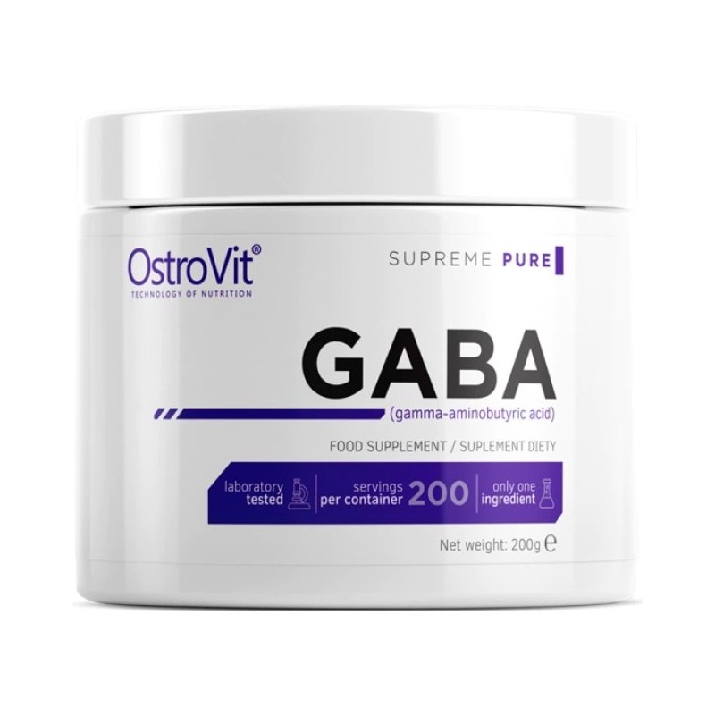 OstroVit Supreme Pure GABA 200 g Beneficii GABA: promoveaza relaxarea, sustine un somn linistit si odihnitor, imbunatateste recu