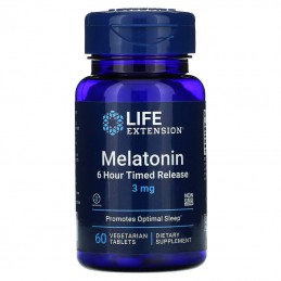 Melatonina cu eliberare in timp de 6 ore- 3mg- 60 Capsule Beneficii Melatonina- imbunatateste calitatea somnului, ajuta in scade